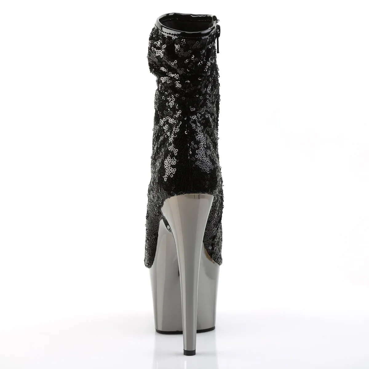 ADORE-1008SQ Pleaser Black Sequins/Dark Pewter Sexy Platform Shoes (Pole Dancing Heels)