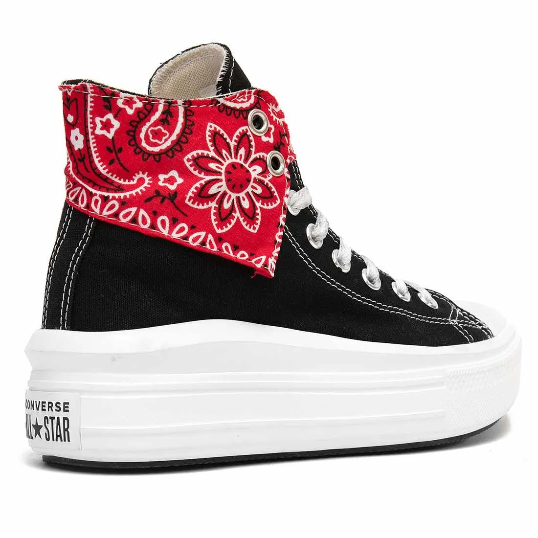 Converse All Star Alte Move Nere con Bandana Rossa-Nera