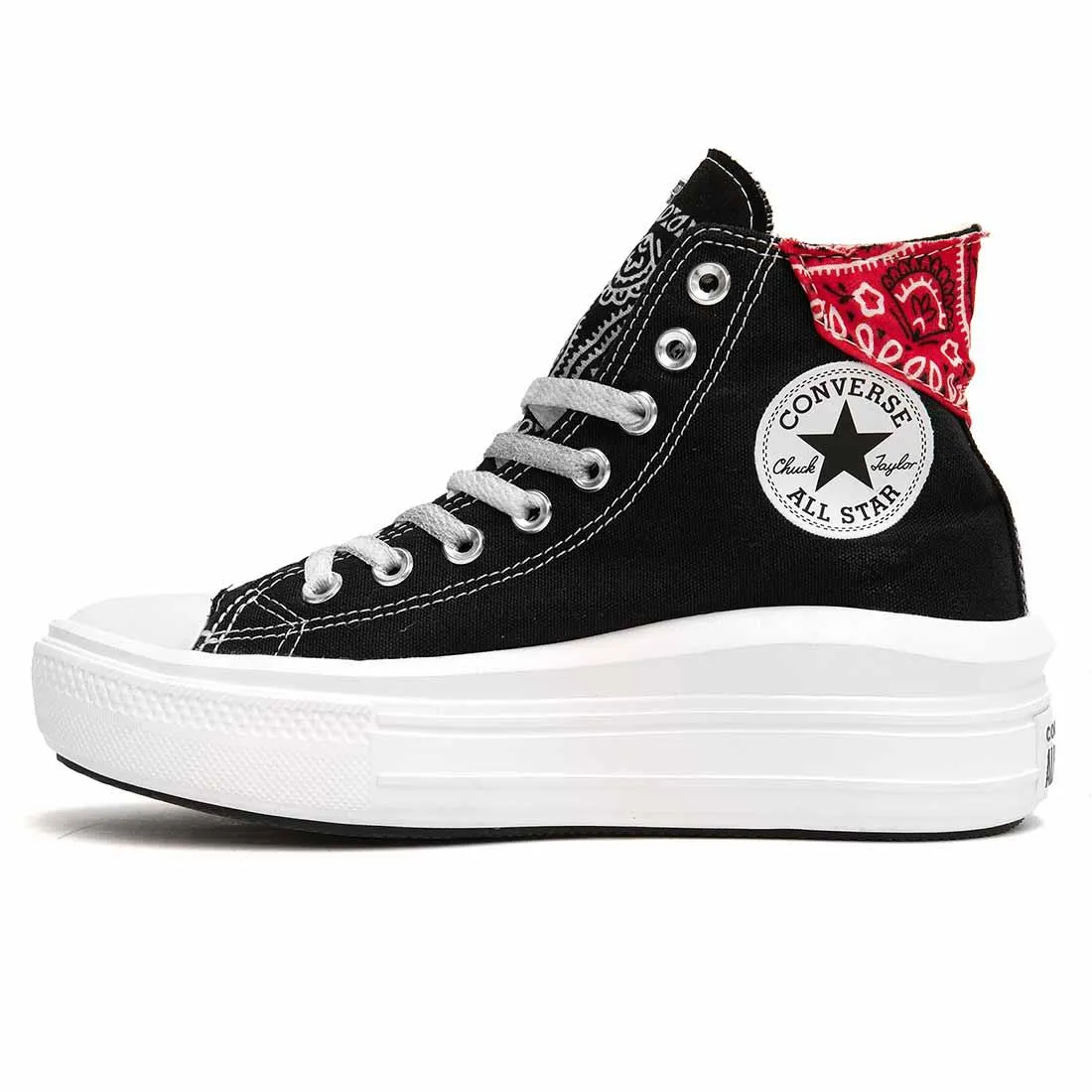 Converse All Star Alte Move Nere con Bandana Rossa-Nera