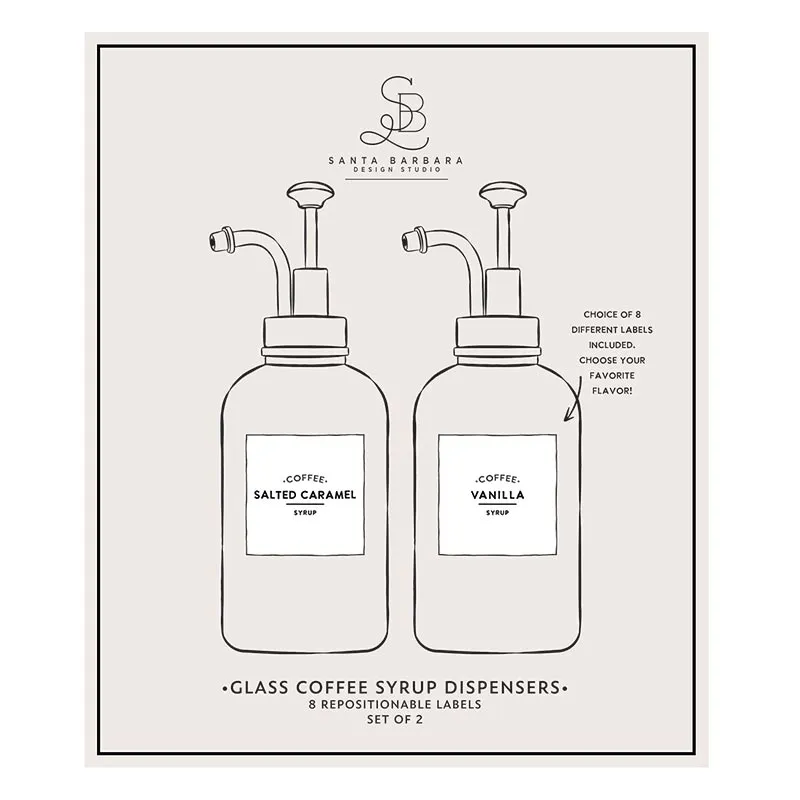 Glass Coffee Syrup Dispenser Set of 2
