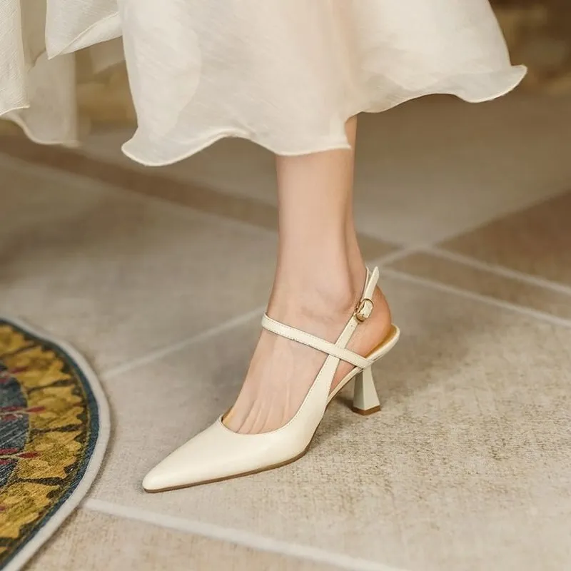 Pointed Toe Slingback Suede Pyramid Heels