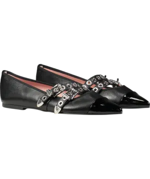PRETTY BALLERINAS Black Ella Pointed Flat Shoes UK 4 EU 37 