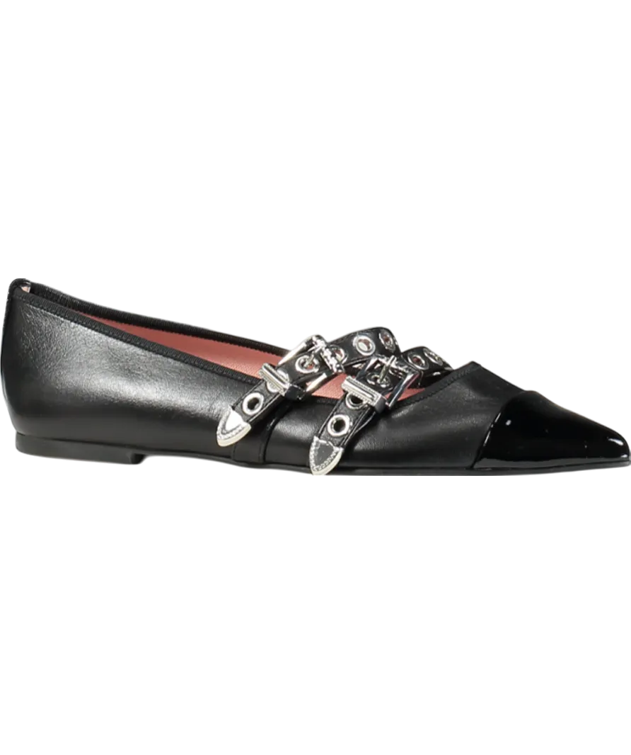 PRETTY BALLERINAS Black Ella Pointed Flat Shoes UK 4 EU 37 