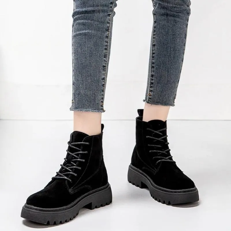 Soft Suede Lace-Up Ankle Boots