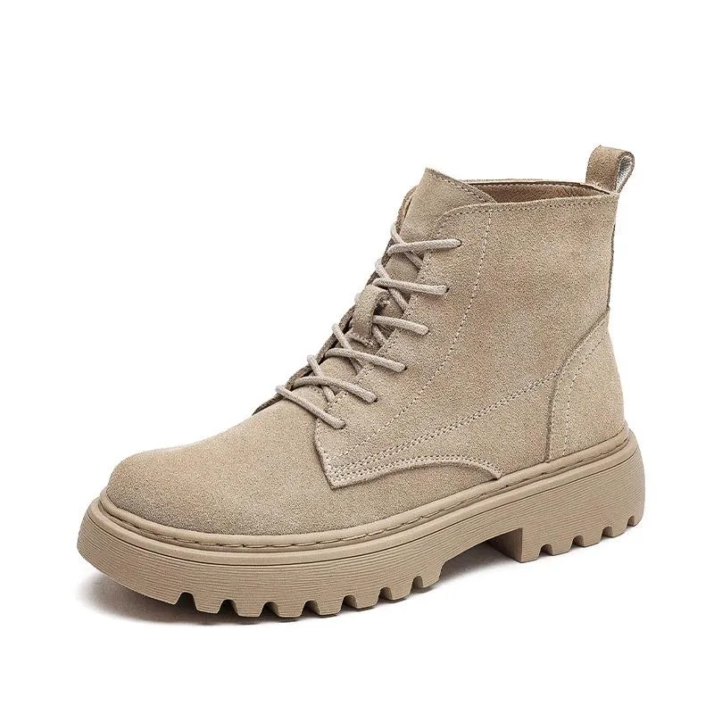 Soft Suede Lace-Up Ankle Boots