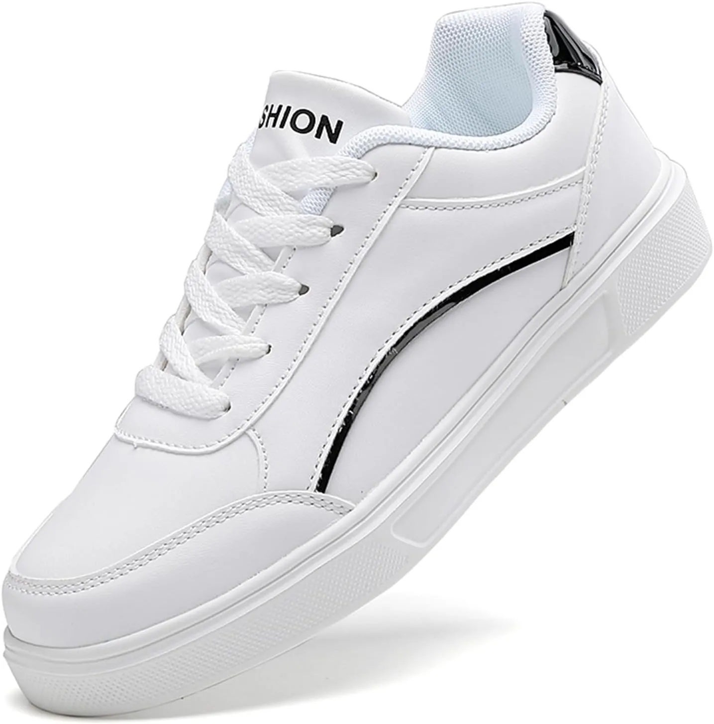 Women's Slip on Walking Shoes Dressy PU Leather Non Slip Arch Support Running Shoes Breathable Mesh Sports Workout Tennis Shoes Lightweight Sneakers Indoor Outdoor