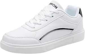 Women's Slip on Walking Shoes Dressy PU Leather Non Slip Arch Support Running Shoes Breathable Mesh Sports Workout Tennis Shoes Lightweight Sneakers Indoor Outdoor